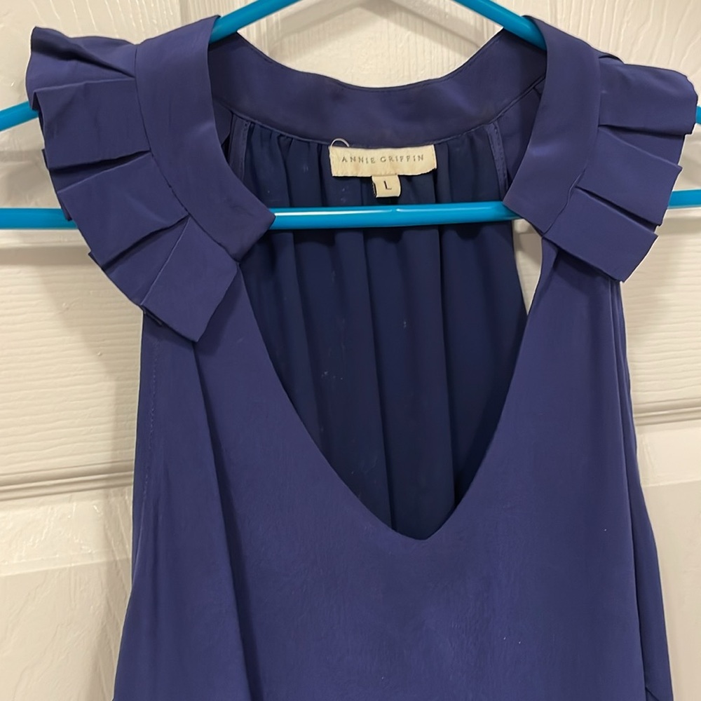Annie Griffin Silk Top with Ruffle Collar - Picture 4 of 7